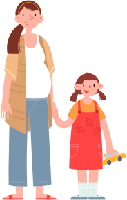 Pregnant mother and child